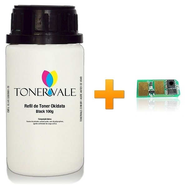 Kit Toner Refil + Chip Toner Okidata C331DN C331 - 44469801 Black Dose Única