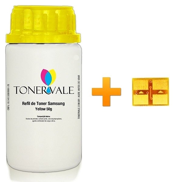 Kit Toner Refil + Chip Toner Samsung Y300A Yellow - CLP-300 CLX-2160N CLX-3160FN CLX-3160 Y300A Dose Única