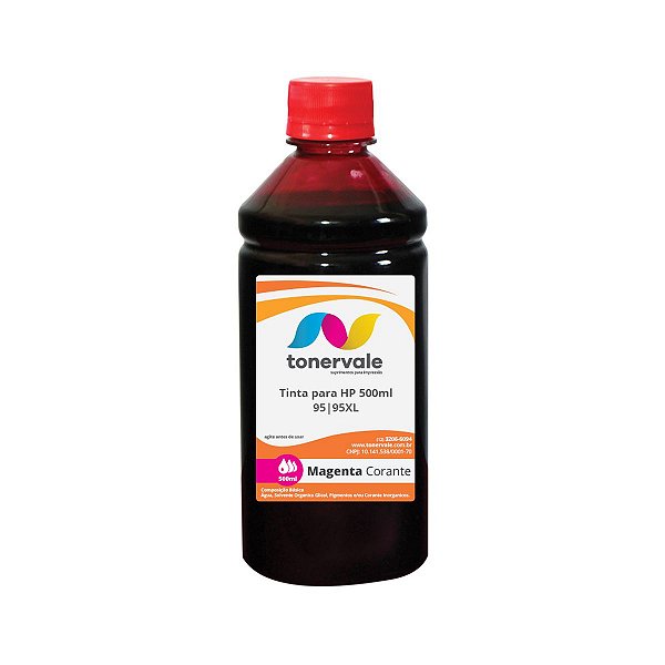 Recarga para Cartucho HP 95 C-8766 Magenta Corante - Impressora HP 6830 9800 7410 4180 H470WBT 7850 de 500ml