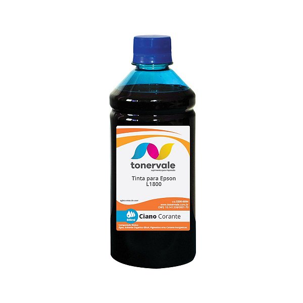 Refil para Epson Ecotank T673220-AL L1800 Ciano Corante de 500ml