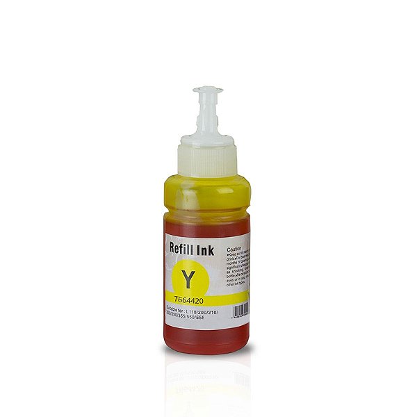 Tinta Para Bulk Ink Epson L355 L210 L555 L110 L200 L1300 T664420 Yellow Compatível 70ml