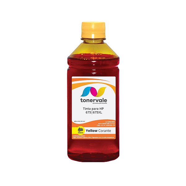 Tinta para HP 675 CN-691AL Yellow Corante - HP 4000 4400 4575 de 500ml