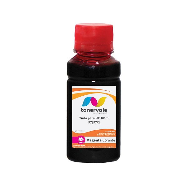 Tinta para HP 97 C9363WB Magenta Corante - Impressoras HP 9800 7410 8450 8150 8050 2710 2610V 2610 de 100ml