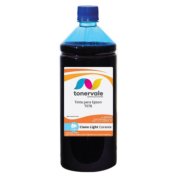 Tinta para Impressora Epson R260 R380 RX580 - T078 Ciano Claro Corante de 1 Litro