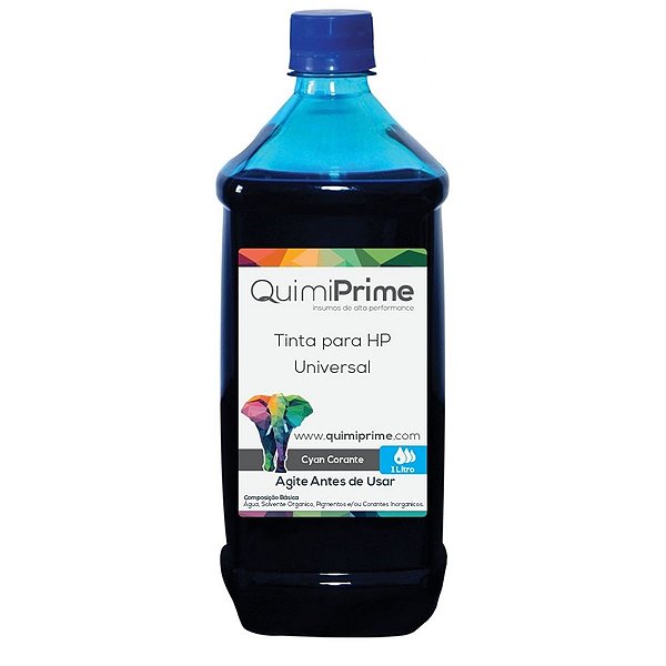 Tinta para Recarga HP Universal Corante Ciano de 1L - Quimiprime