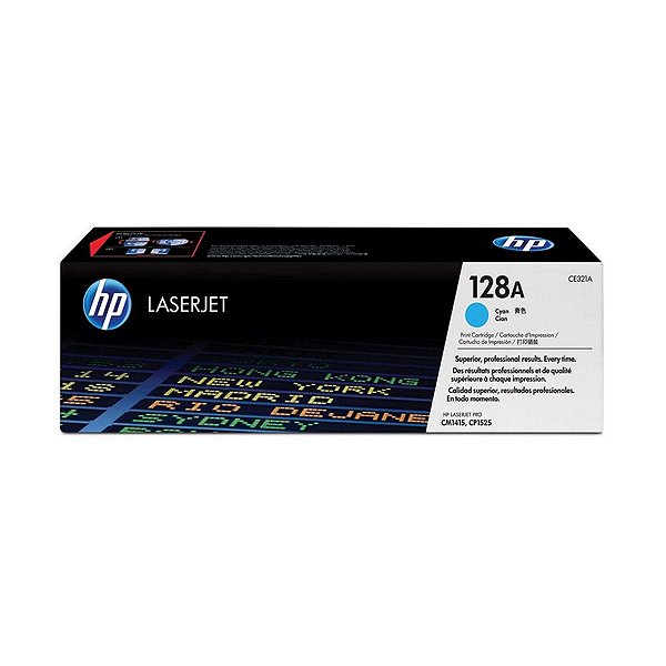 Toner Original HP CE321A Ciano 128A - HP CP1525NW CM1415FNW CM1415FN CP1525 para 1.300 cópias