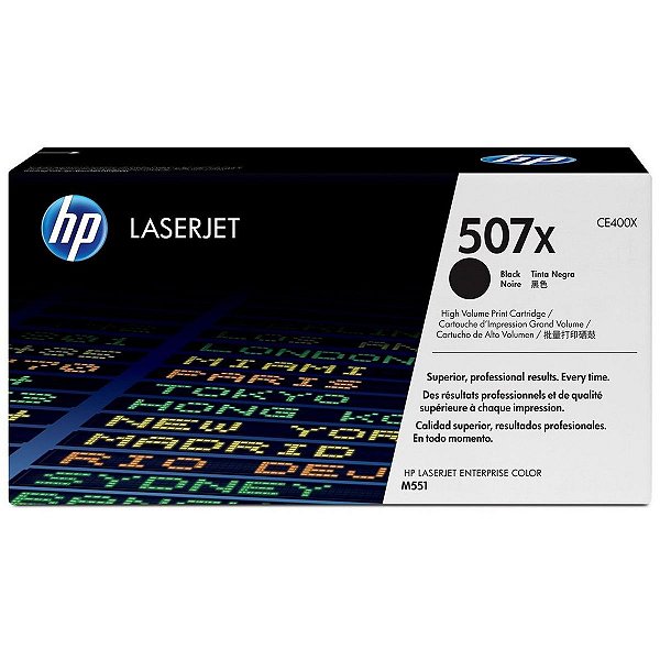 Toner Original HP M551 M551DN M570 M500 - HP CE400X 507X Black para 11.000 cópias