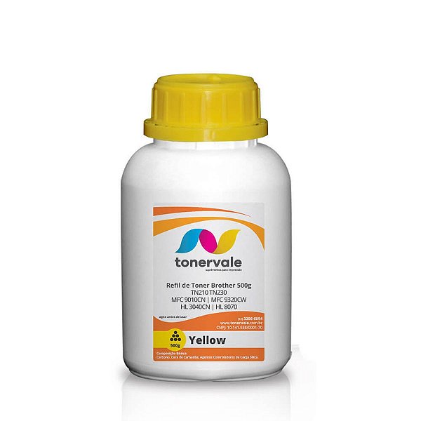 Toner Refil Brother TN210Y TN 230 Yellow - MFC 9010CN HL 3040CN MFC 9320CW HL 8070 de 500g