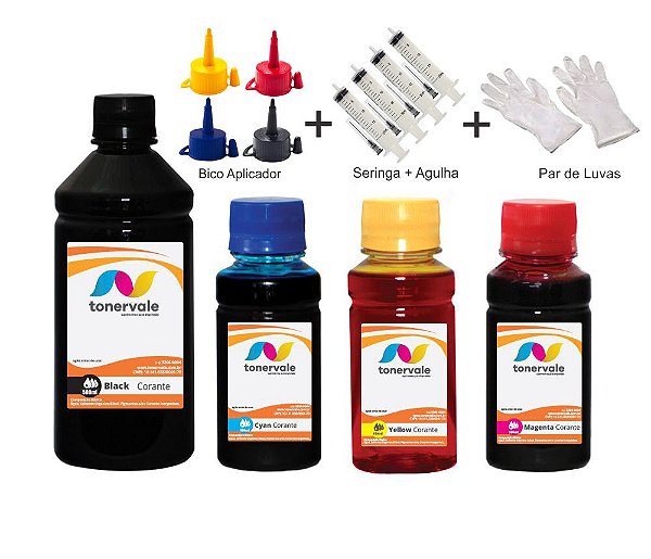 Kit 4 Tinta HP 820MFP 82xl de 500ml Black e 100ml Color Linha Platinum