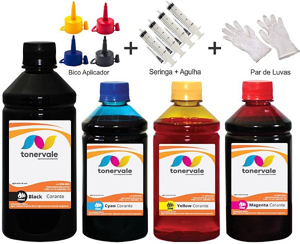 Kit 4 Tinta HP K7680 88xl de 500ml Black e 250ml Color Linha Platinum