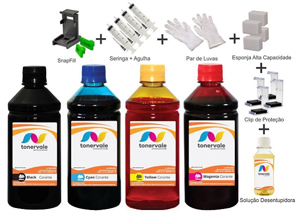 Kit 4 Tinta HP 3786 664 de 500ml Linha Platinum
