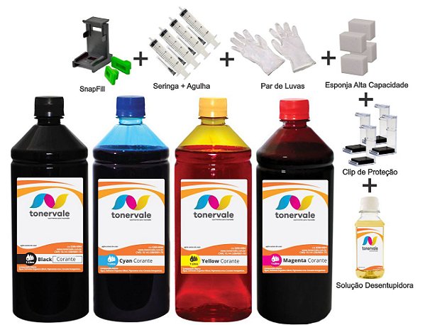 Kit 4 Tinta HP 1210 56 e 57 de 1 Litro Linha Platinum