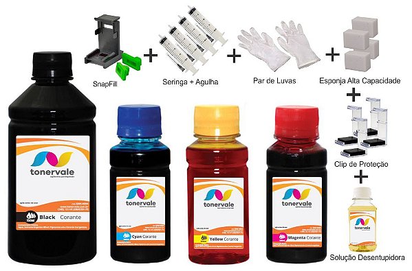 Kit 4 Tinta HP F4180 21 e 22 de 250ml Black e 100ml Color Linha Platinum
