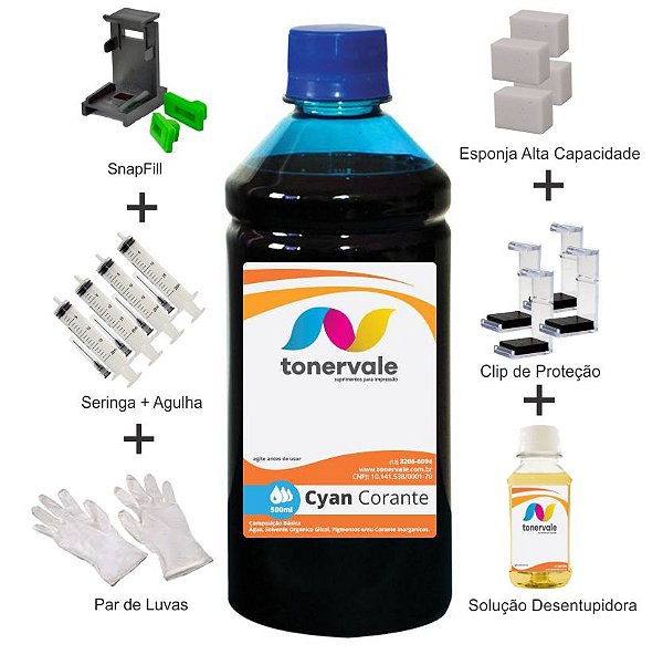 Tinta Canon MX490 CL-246 Cyan de 500ml Linha Platinum