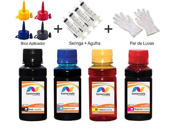 Kit 4 Tinta Brother DCP-T500W BTD60BK e BT5001 de 100ml Linha Platinum