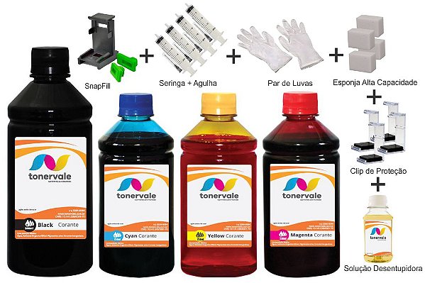Kit 4 Tinta Lexmark X-1195 16 17 e 26 27 de 500ml Black e 250ml Color Linha Platinum