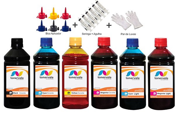 Kit 6 Tinta Epson R200 T048120 a 486 CMYK de 500ml Linha Platinum