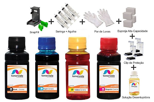 Kit 4 Tinta HP 21 e 22 de 100ml Linha Platinum