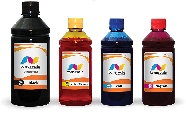 Kit 4 Tinta HP Smart Tank 724 581 674 1,25L BK Pigmentado