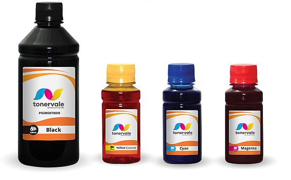 Kit 4 Tinta HP 2776 2376 6476 2774 667 800ml BK Pigmentado