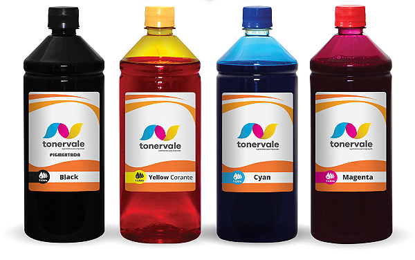 Kit 4 Tinta HP C309g D210a 3526 564 de 1L BK Pigmentado