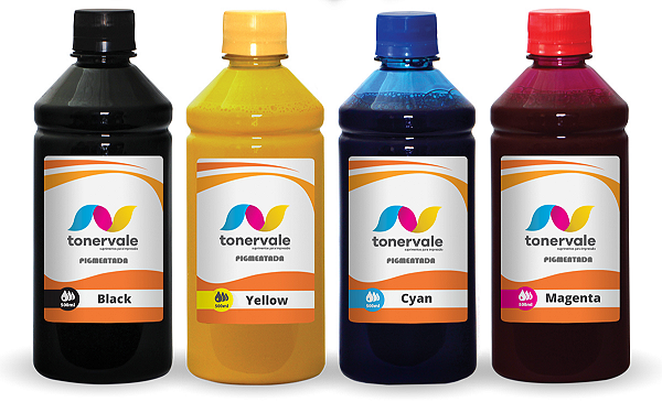 Kit 4 Tinta HP Pro 8210 8710 8720 904 500ml CMYK Pigmentado