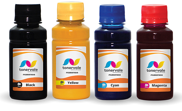 Kit 4 Tinta HP 7510 7100A 932 933 de 100ml CMYK Pigmentado