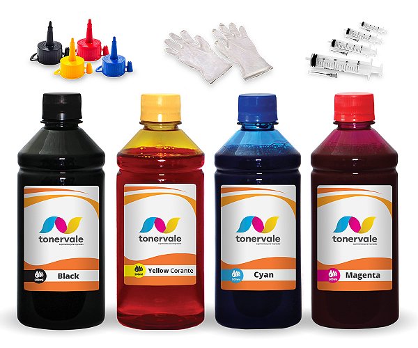 Kit 4 Tinta HP 7510 7100A 932 933 de 500ml CMYK Pigmentado