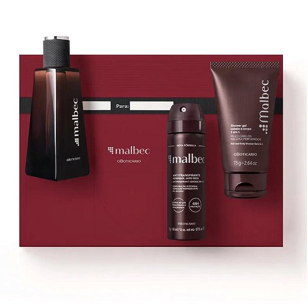 Kit Dia dos Pais 2024 Malbec - Colônia 50ml + Aerossol 31g + Shower Gel 75g