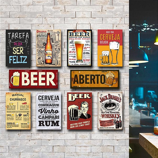 Kit 10 Placas Decorativas Bebidas Cervejas Frases