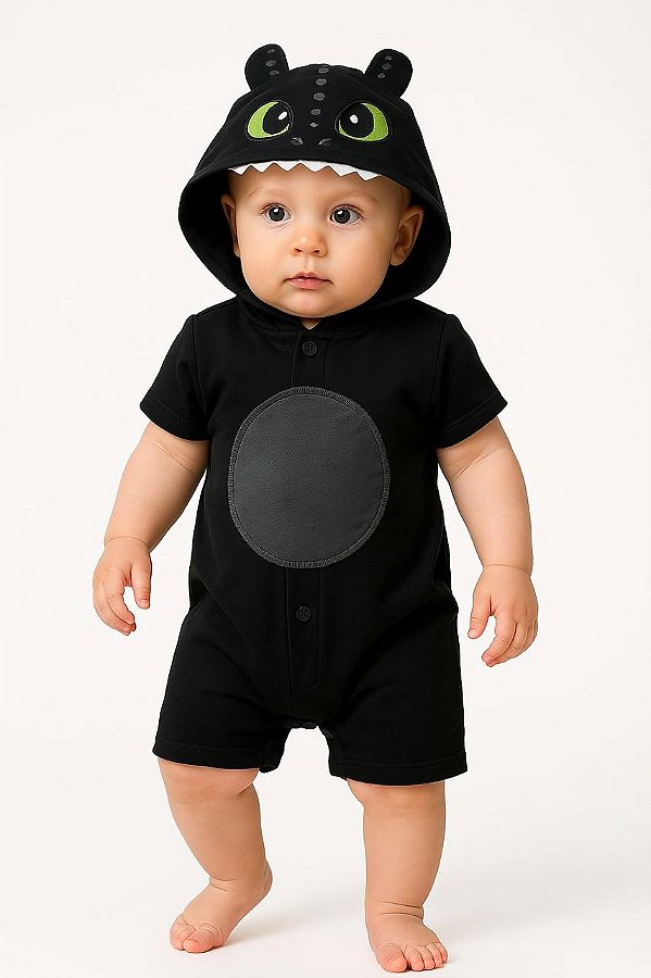 Macacão Curto Para Bebê Banho De Sol - Com Capuz - Banguela