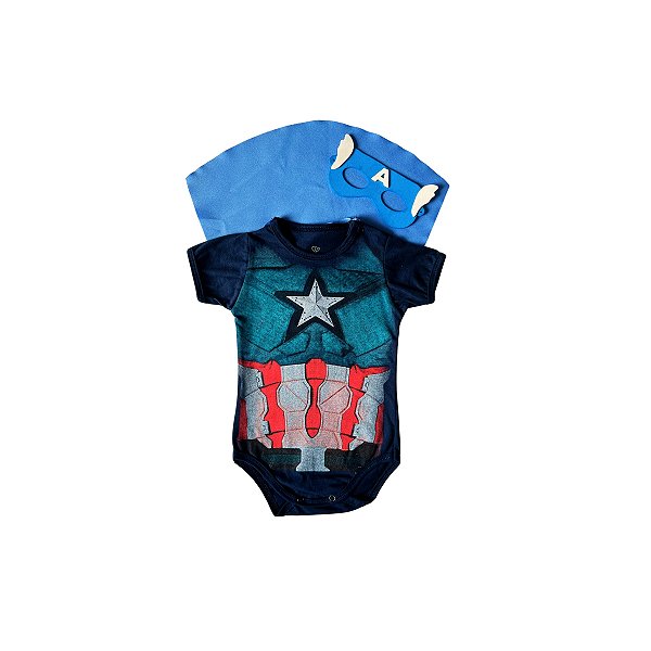 Body Capitão America Corpinho com Capa + Brinde Mascara