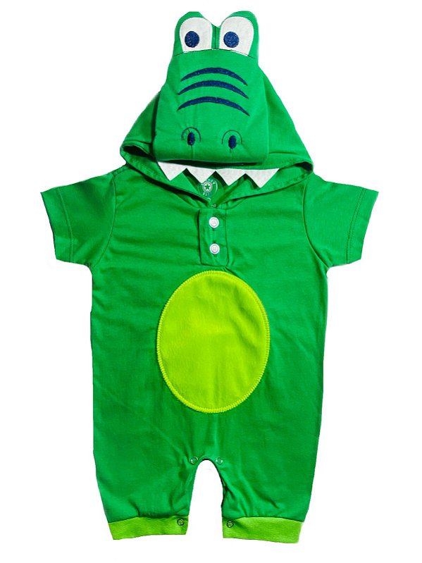 Macacão Curto Para Bebê Banho De Sol - Com Capuz - Jacare
