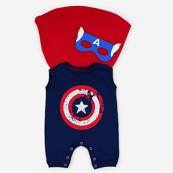 Jardineira com Capa + Mascara Capitão America