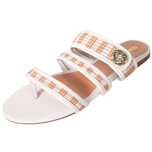 Rasteirinha Faixa Xadrez - Branco