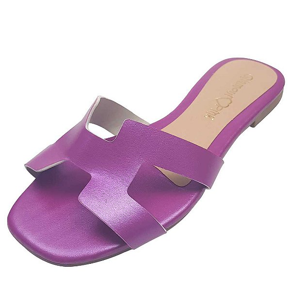 Rasteirinha H Metalizada - Pink