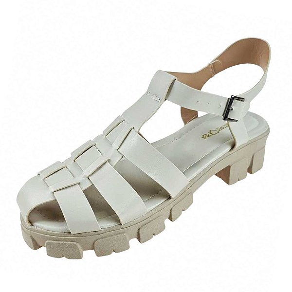 Sandália Pescador Fisherman com Solado Tratorado - Branco