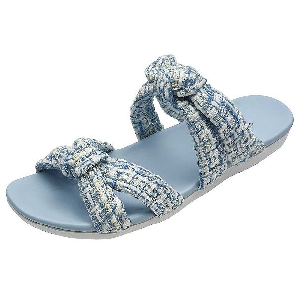 Tamanco em Tweed com Nó - Azul Bebê