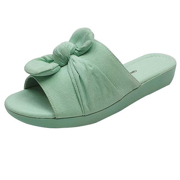 Tamanco em Suede com Laço - Verde Menta