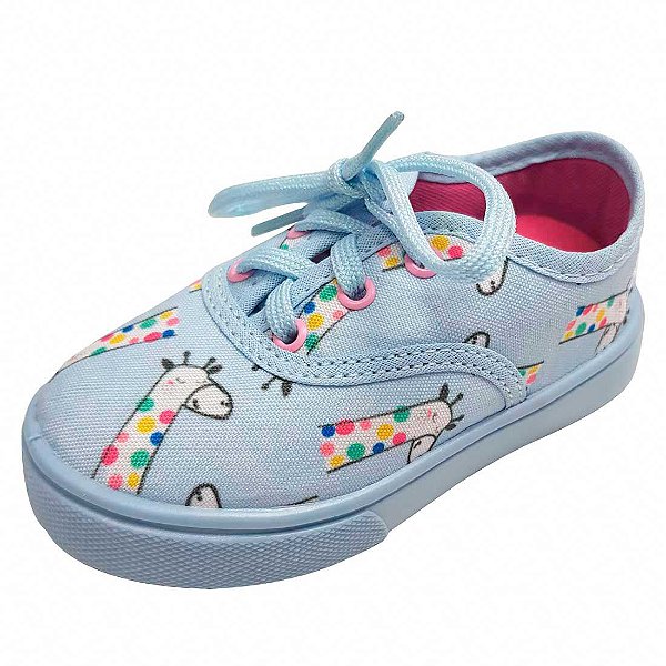 Tênis Baby Cano Baixo Girafa - Azul Bebê
