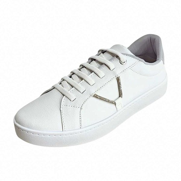 Tênis Cadarço Elástico com Strass - Branco