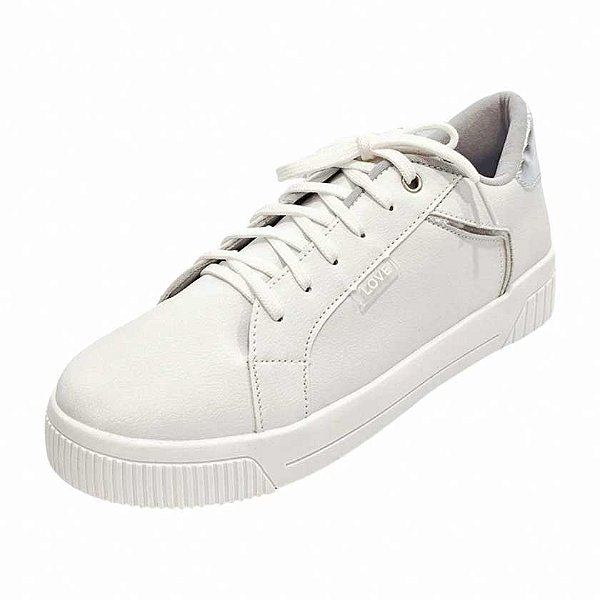 Tênis Love Detalhe Prata - Branco
