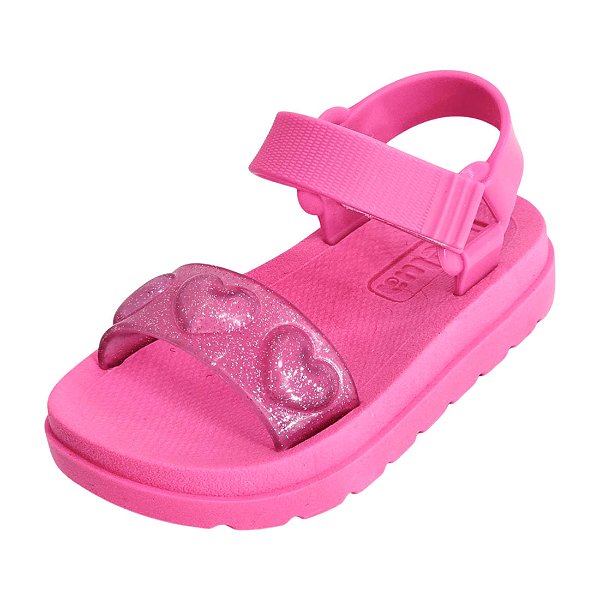 Sandália Maitê Infantil Coração Glitter - Pink