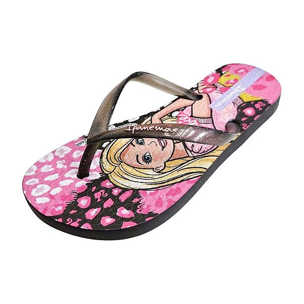 Chinelo Infantil Ipanema Barbie - Preto e Rosa