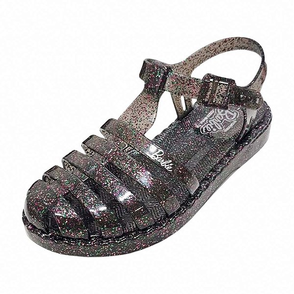 Sandália Infantil Barbie Duo Aranha - Preto Glitter