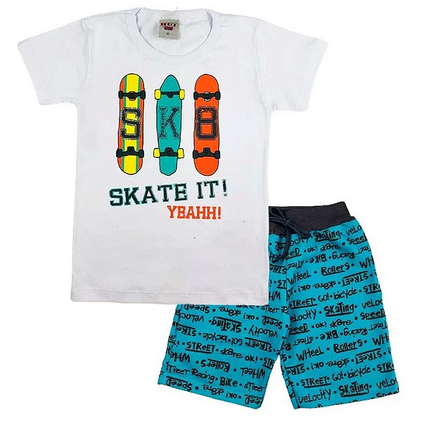 Conjunto Infantil Menino Awesome - Branco e Azul