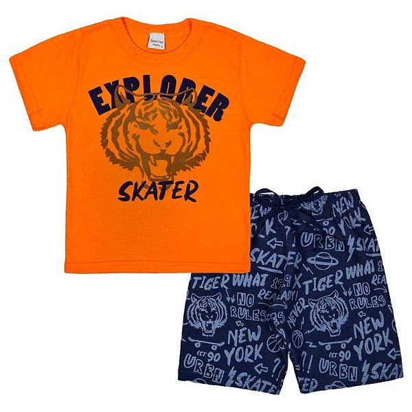Conjunto Infantil Menino Explorer - Laranja e Azul