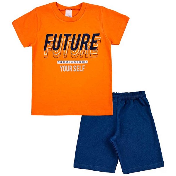 Conjunto Infantil Menino Future - Laranja e Azul