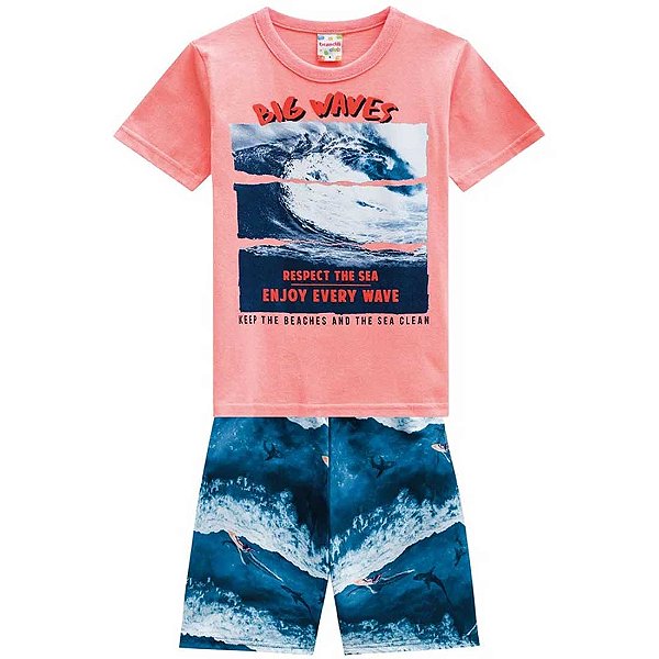 Conjunto Infantil Menino Big Waves Brandili - Coral