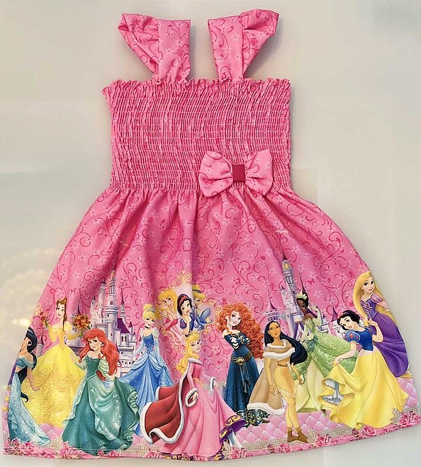 Vestido Infantil Ciganinha com Lastex Princesas - Pink